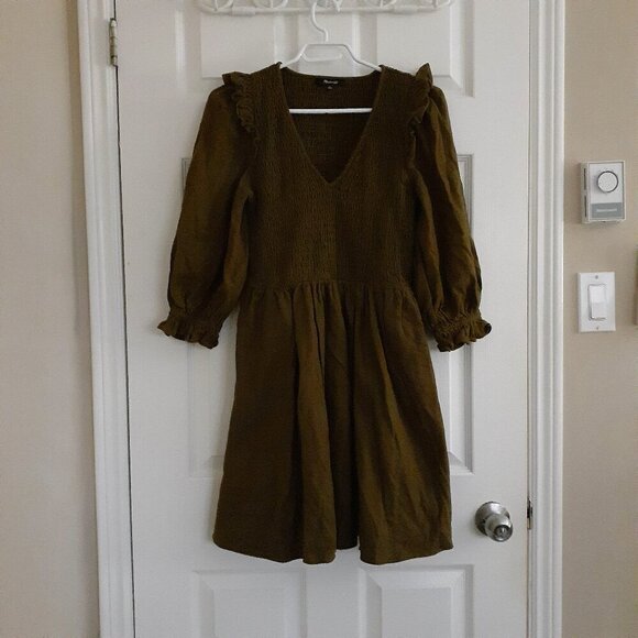 Madewell Women's Olive Green Flannel Lucie Mini Dress XS - Picture 4 of 16